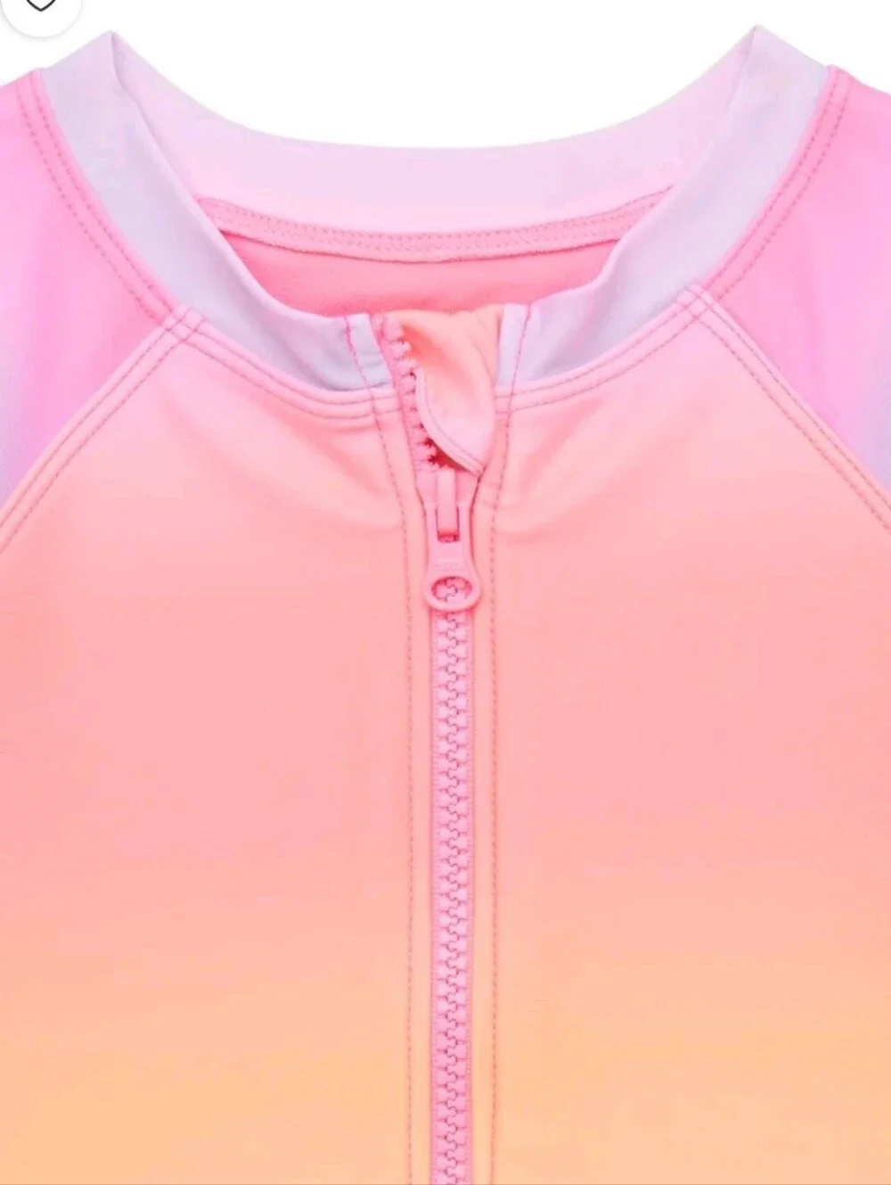 Kid Short-Sleeve Pastel Rainbow Zip-Front Swimsuit Girl Size XS & L Available